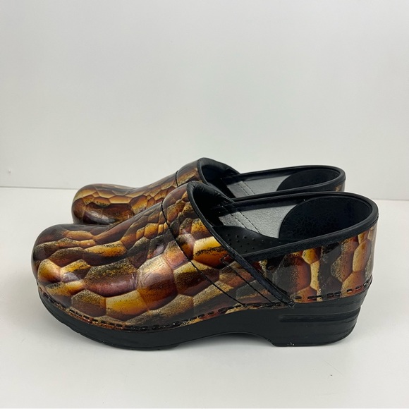 Dansko Professional Clogs Brown Gold Shiny Leather Women’s Size US 6.5-7 / EU 37 - Picture 6 of 16